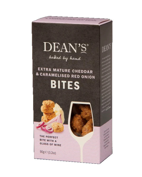 DEAN'S EXTRA MATURE CHEDDAR & CARAMELISED ONION BITES 90G - Vino Wines