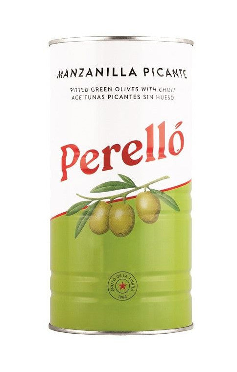 PERELLO PITTED MANZANILLA OLIVES WITH CHILLI 600G - Vino Wines